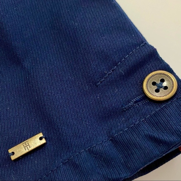 TOMMY HILFIGER Navy Blue Blazer Sz 4 Small Cotton Jacket Coat Military Pocket - Picture 9 of 16